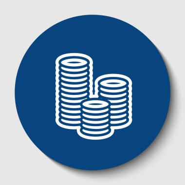 Para işareti illüstrasyon. Vektör. Karanlık gök mavisi circle adlı beyaz arka plan beyaz kontur simgesini. İzole.