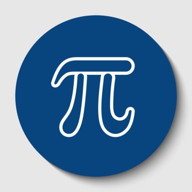 Pi Yunanca harf işareti. Vektör. Karanlık gök mavisi circle adlı beyaz arka plan beyaz kontur simgesini. İzole.