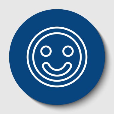 Gülümseme simgesi. Vektör. Karanlık gök mavisi circle adlı beyaz arka plan beyaz kontur simgesini. İzole.