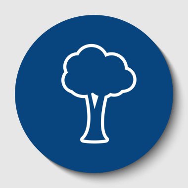 Ağaç işareti illüstrasyon. Vektör. Karanlık gök mavisi circle adlı beyaz arka plan beyaz kontur simgesini. İzole.