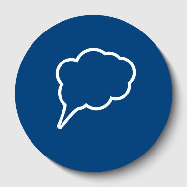 Konuşma balonu işareti illüstrasyon. Vektör. Karanlık gök mavisi circle adlı beyaz arka plan beyaz kontur simgesini. İzole.