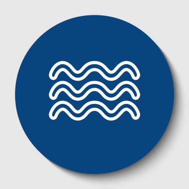 Dalgalar illüstrasyon işareti. Vektör. Karanlık gök mavisi circle adlı beyaz arka plan beyaz kontur simgesini. İzole.