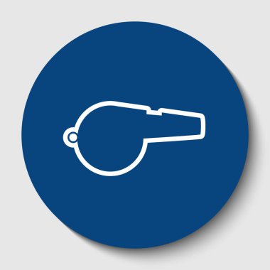 İşareti ıslık. Vektör. Karanlık gök mavisi circle adlı beyaz arka plan beyaz kontur simgesini. İzole.