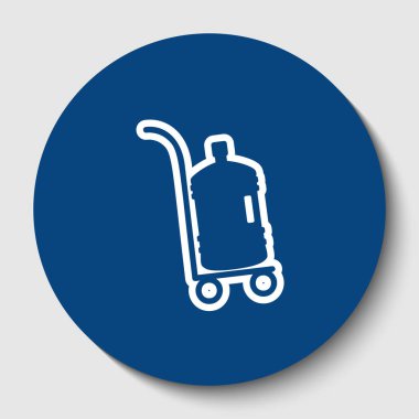 Plastik şişe siluet su ile. Büyük şişe su kanalında. Vektör. Karanlık gök mavisi circle adlı beyaz arka plan beyaz kontur simgesini. İzole.