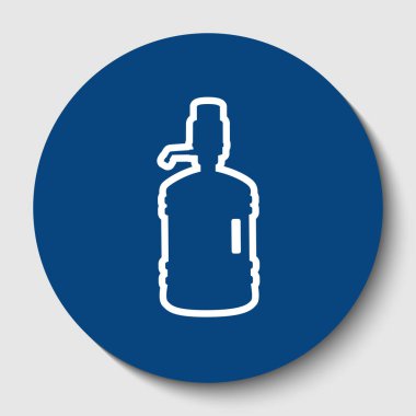 Plastik şişe siluet su ve sifon. Vektör. Karanlık gök mavisi circle adlı beyaz arka plan beyaz kontur simgesini. İzole.