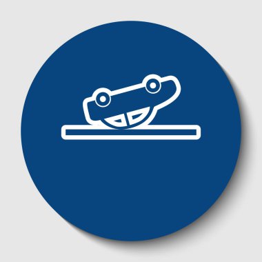 Kaza araba işareti. Vektör. Karanlık gök mavisi circle adlı beyaz arka plan beyaz kontur simgesini. İzole.