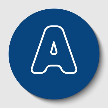 Harf A sign şablon öğesi tasarım. Vektör. Karanlık gök mavisi circle adlı beyaz arka plan beyaz kontur simgesini. İzole.