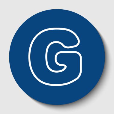 Harf G işareti şablon öğesi tasarım. Vektör. Karanlık gök mavisi circle adlı beyaz arka plan beyaz kontur simgesini. İzole.