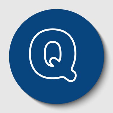 Harf Q işareti şablon öğesi tasarım. Vektör. Karanlık gök mavisi circle adlı beyaz arka plan beyaz kontur simgesini. İzole.