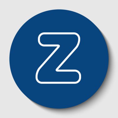 Harf Z işareti şablon öğesi tasarım. Vektör. Karanlık gök mavisi circle adlı beyaz arka plan beyaz kontur simgesini. İzole.