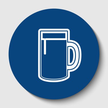 Bira cam işareti. Vektör. Karanlık gök mavisi circle adlı beyaz arka plan beyaz kontur simgesini. İzole.