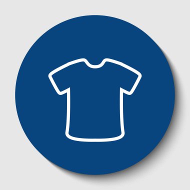 T-shirt işareti. Vektör. Karanlık gök mavisi circle adlı beyaz arka plan beyaz kontur simgesini. İzole.