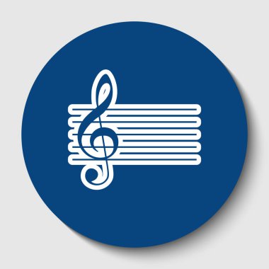 Müzik keman nota anahtarı işareti. G-nota anahtarı. Vektör. Karanlık gök mavisi circle adlı beyaz arka plan beyaz kontur simgesini. İzole.