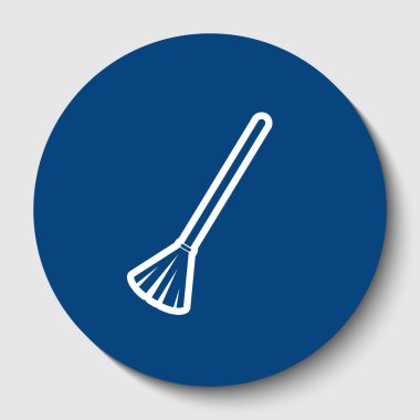 Süpürme süpürge işareti. Vektör. Karanlık gök mavisi circle adlı beyaz arka plan beyaz kontur simgesini. İzole.