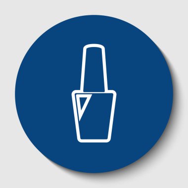 Tırnak cilası işareti. Vektör. Karanlık gök mavisi circle adlı beyaz arka plan beyaz kontur simgesini. İzole.