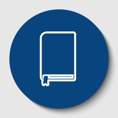 Kitap işareti. Vektör. Karanlık gök mavisi circle adlı beyaz arka plan beyaz kontur simgesini. İzole.