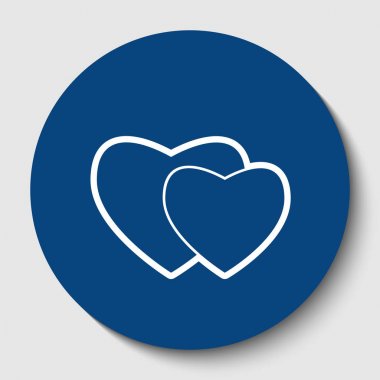 İki işareti seviyor. Vektör. Karanlık gök mavisi circle adlı beyaz arka plan beyaz kontur simgesini. İzole.