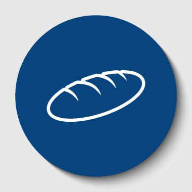 Ekmek işareti. Vektör. Karanlık gök mavisi circle adlı beyaz arka plan beyaz kontur simgesini. İzole.