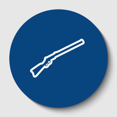 Av tüfeği simge vektör çizim. Siluet silah. Vektör. Karanlık gök mavisi circle adlı beyaz arka plan beyaz kontur simgesini. İzole.