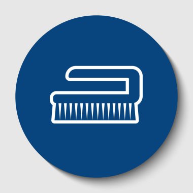 Temizlik fırça hijyen aracı oturum. Vektör. Karanlık gök mavisi circle adlı beyaz arka plan beyaz kontur simgesini. İzole.