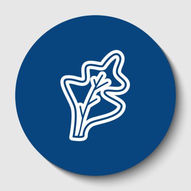 Marul işaretini bırakın. Vektör. Karanlık gök mavisi circle adlı beyaz arka plan beyaz kontur simgesini. İzole.