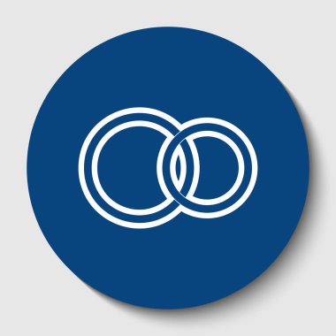 Alyans işareti. Vektör. Karanlık gök mavisi circle adlı beyaz arka plan beyaz kontur simgesini. İzole.