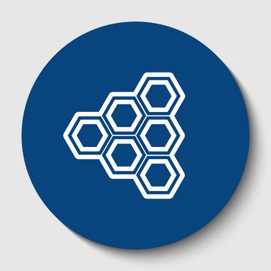 Petek işareti. Vektör. Karanlık gök mavisi circle adlı beyaz arka plan beyaz kontur simgesini. İzole.