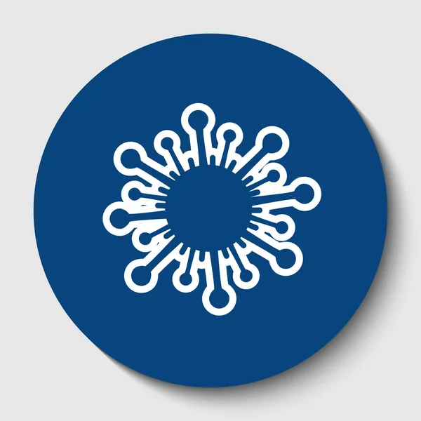 Virus sign illustration. Vector. White contour icon in dark cerulean circle at white background. Isolated. — Stock Vector