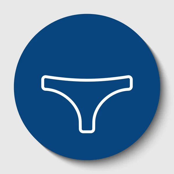 Womens panties sign. Vector. White contour icon in dark cerulean circle at white background. Isolated. — Stock Vector