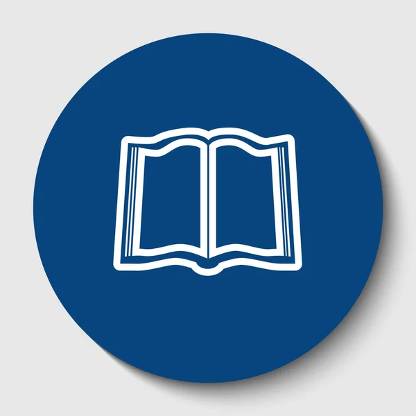 Kniha znamení. Vektor. Bílý obrys ikona v tmavě cerulean kruh na bílém pozadí. Izolovaný. — Stockový vektor