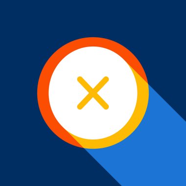 İşareti illüstrasyon çapraz. Vektör. Tangelo daire ile sonsuz gölge ışık serin siyah arka plan, beyaz simgesi. Seçici sarı ve parlak lacivert üretilmektedir.