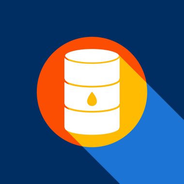 Petrol varil işaret. Vektör. Tangelo daire ile sonsuz gölge ışık serin siyah arka plan, beyaz simgesi. Seçici sarı ve parlak lacivert üretilmektedir.