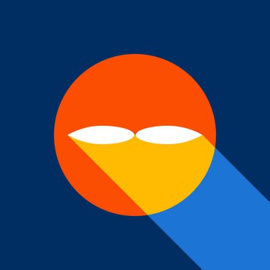 Çiçek işareti. Vektör. Tangelo daire ile sonsuz gölge ışık serin siyah arka plan, beyaz simgesi. Seçici sarı ve parlak lacivert üretilmektedir.