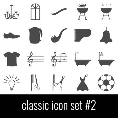 Klasik. Simge 2 ayarlayın. Beyaz arka planda gri simgeleri.