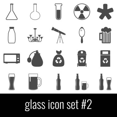 Cam. Simge 2 ayarlayın. Beyaz arka planda gri simgeleri.