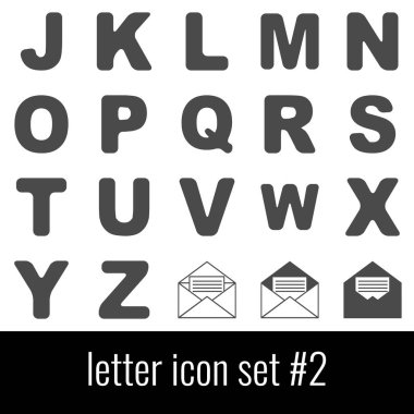 Mektup. Simge 2 ayarlayın. Beyaz arka planda gri simgeleri.