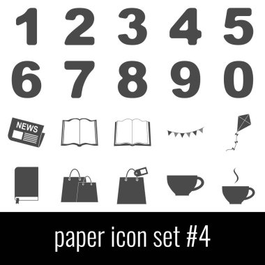Kağıt. Icon set 4. Beyaz arka planda gri simgeleri.
