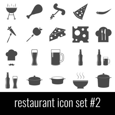 Restoran. Simge 2 ayarlayın. Beyaz arka planda gri simgeleri.