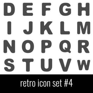 Retro. Icon set 4. Beyaz arka planda gri simgeleri.