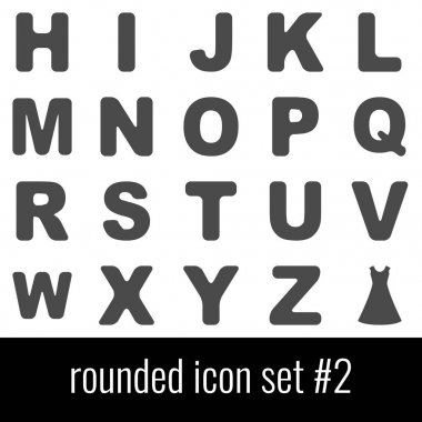 Yuvarlak. Simge 2 ayarlayın. Beyaz arka planda gri simgeleri.