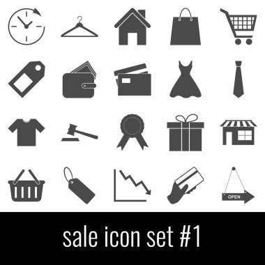 Satılık. Simge 1 ayarlayın. Beyaz arka planda gri simgeleri.