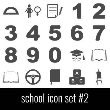 Okul. Simge 2 ayarlayın. Beyaz arka planda gri simgeleri.