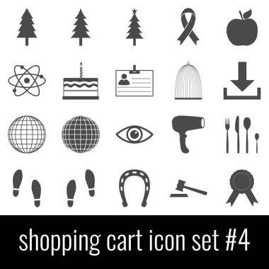 Alışveriş sepeti. Icon set 4. Beyaz arka planda gri simgeleri.