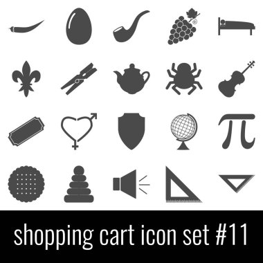 Alışveriş sepeti. Icon set 11. Beyaz arka planda gri simgeleri.