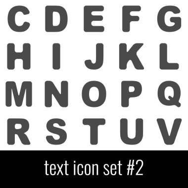 Metin. Simge 2 ayarlayın. Beyaz arka planda gri simgeleri.