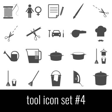 Aracı. Icon set 4. Beyaz arka planda gri simgeleri.