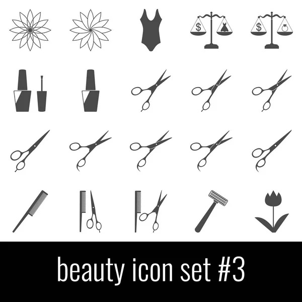 Belleza. Set de iconos 3. Iconos grises sobre fondo blanco . — Archivo Imágenes Vectoriales