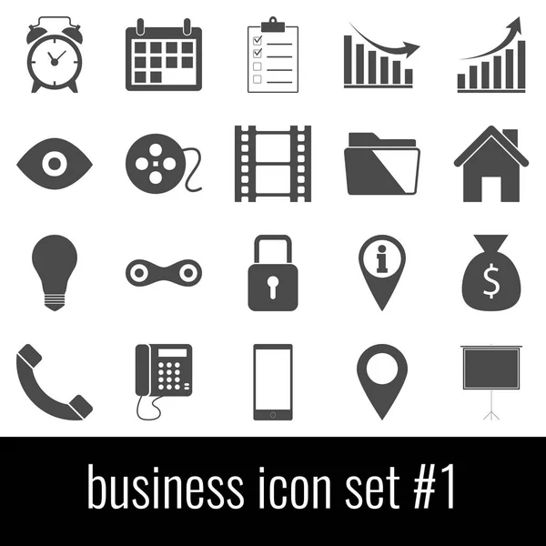 Business. Pictogrammenset 1. Grijze pictogrammen op witte achtergrond. — Stockvector