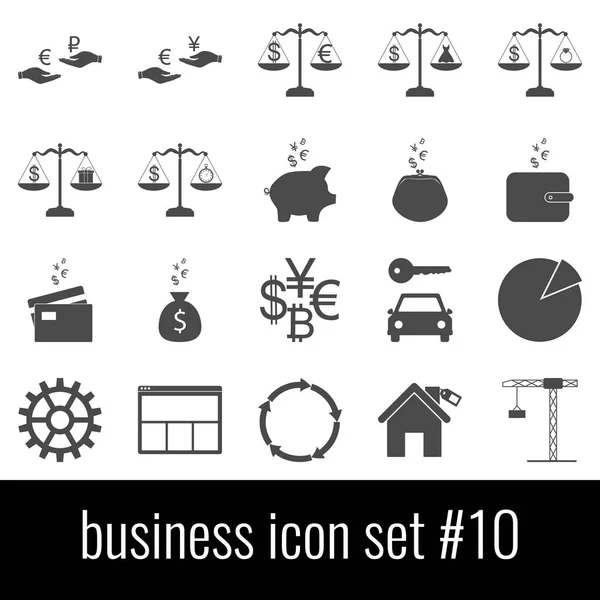 Negocios. Set de iconos 10. Iconos grises sobre fondo blanco . — Vector de stock