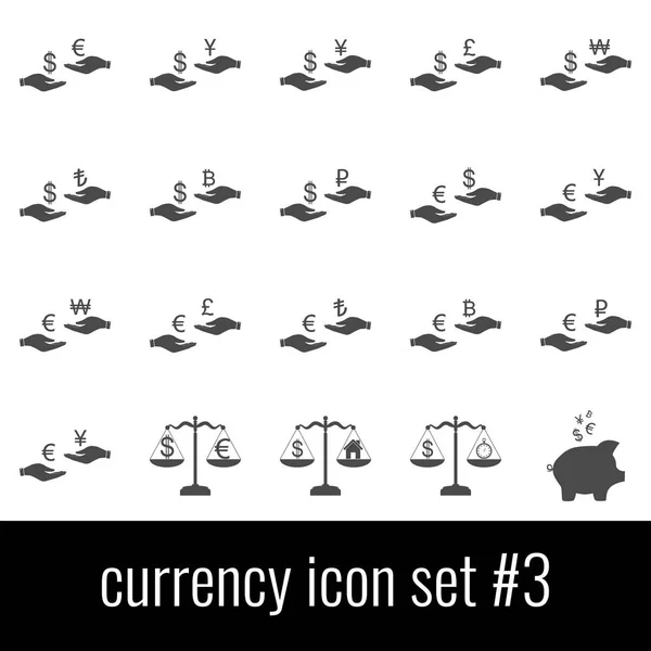 Moneda. Set de iconos 3. Iconos grises sobre fondo blanco . — Vector de stock
